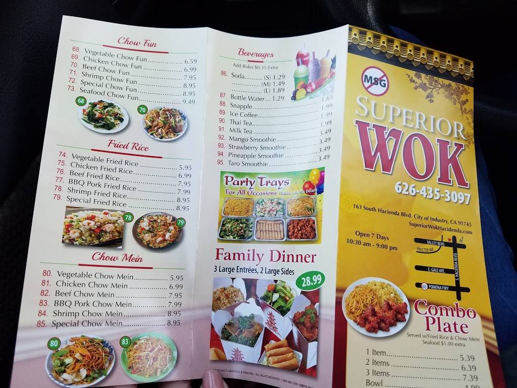 Superior Wok | restaurant | 165 S Hacienda Blvd, City of Industry, CA 91745, USA | 6264353097 OR +1 626-435-3097