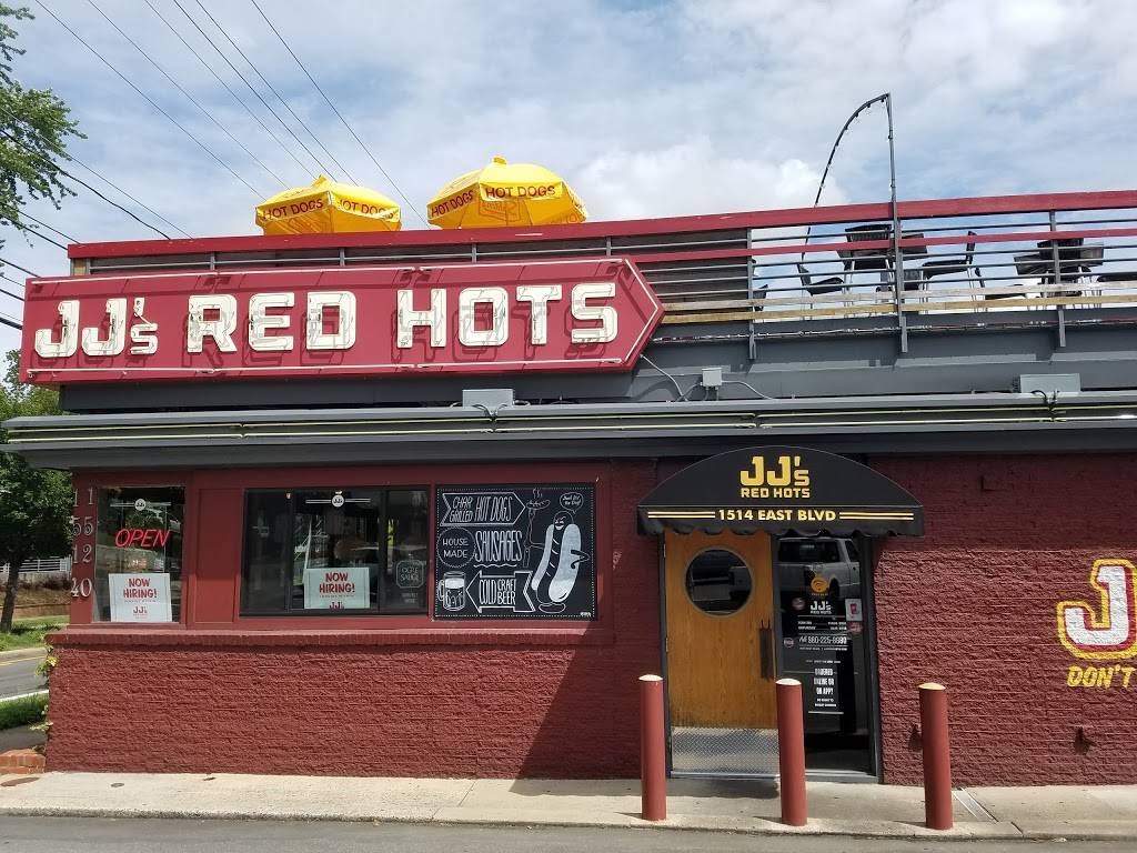 JJs Red Hots | restaurant | 1514 East Blvd, Charlotte, NC 28203, USA | 9802258880 OR +1 980-225-8880