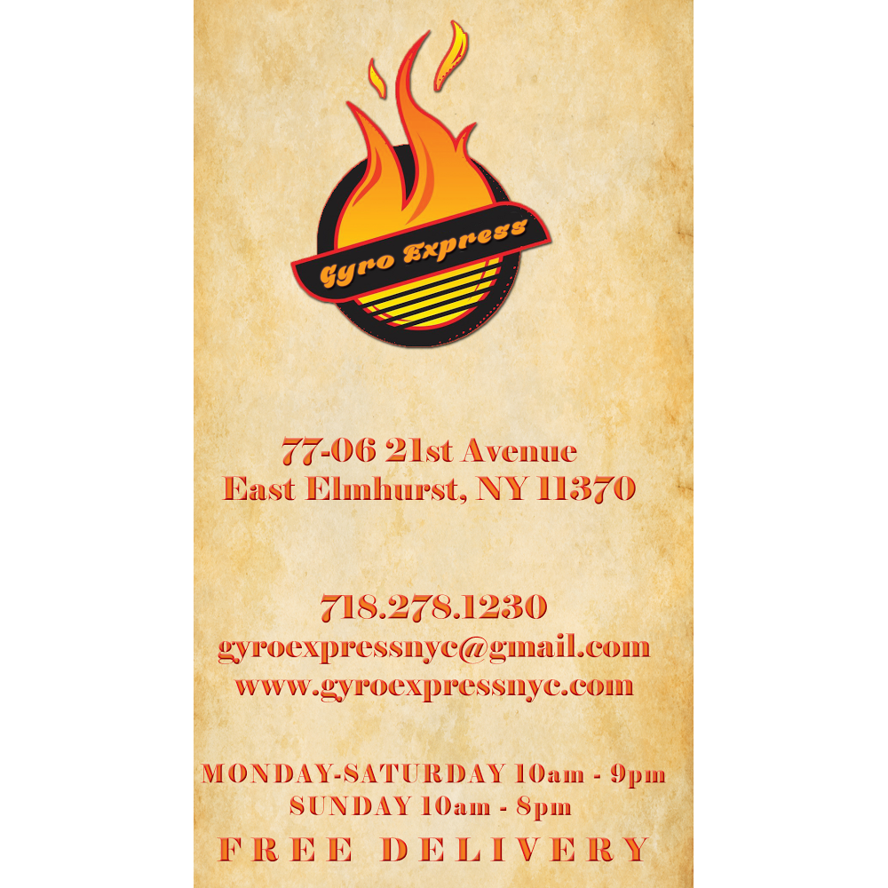 Gyro Express | restaurant | 7706 21st Ave, East Elmhurst, NY 11370, USA | 7182781230 OR +1 718-278-1230
