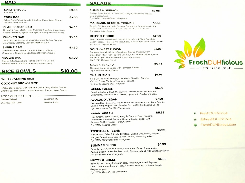 FreshDUHlicious | restaurant | 226 Oakfield Dr, Brandon, FL 33511, USA | 8136551525 OR +1 813-655-1525