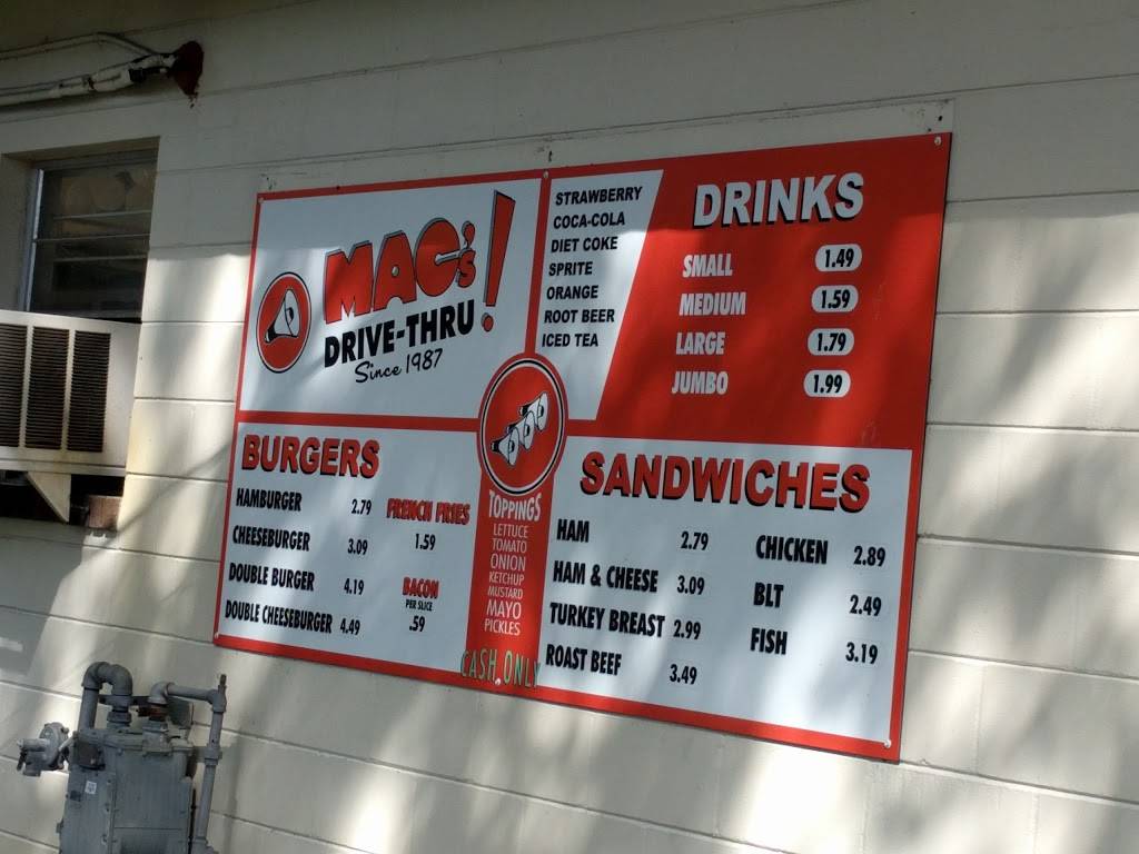 Macs Drive Thru | restaurant | 129 NW 10th Ave, Gainesville, FL 32601, USA | 3523789842 OR +1 352-378-9842