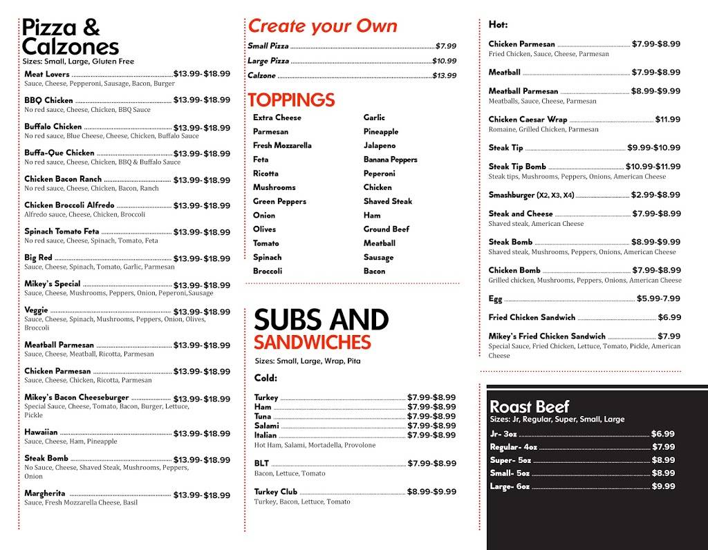 Mikeys Roast Beef and Pizza | restaurant | 21 Londonderry Turnpike, Hooksett, NH 03106, USA | 6036230005 OR +1 603-623-0005