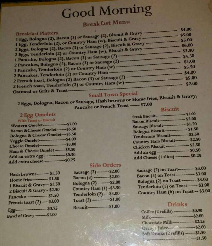 Small Town Diner | restaurant | 719 S Main St, Mt Pleasant, TN 38474, USA | 9313790047 OR +1 931-379-0047