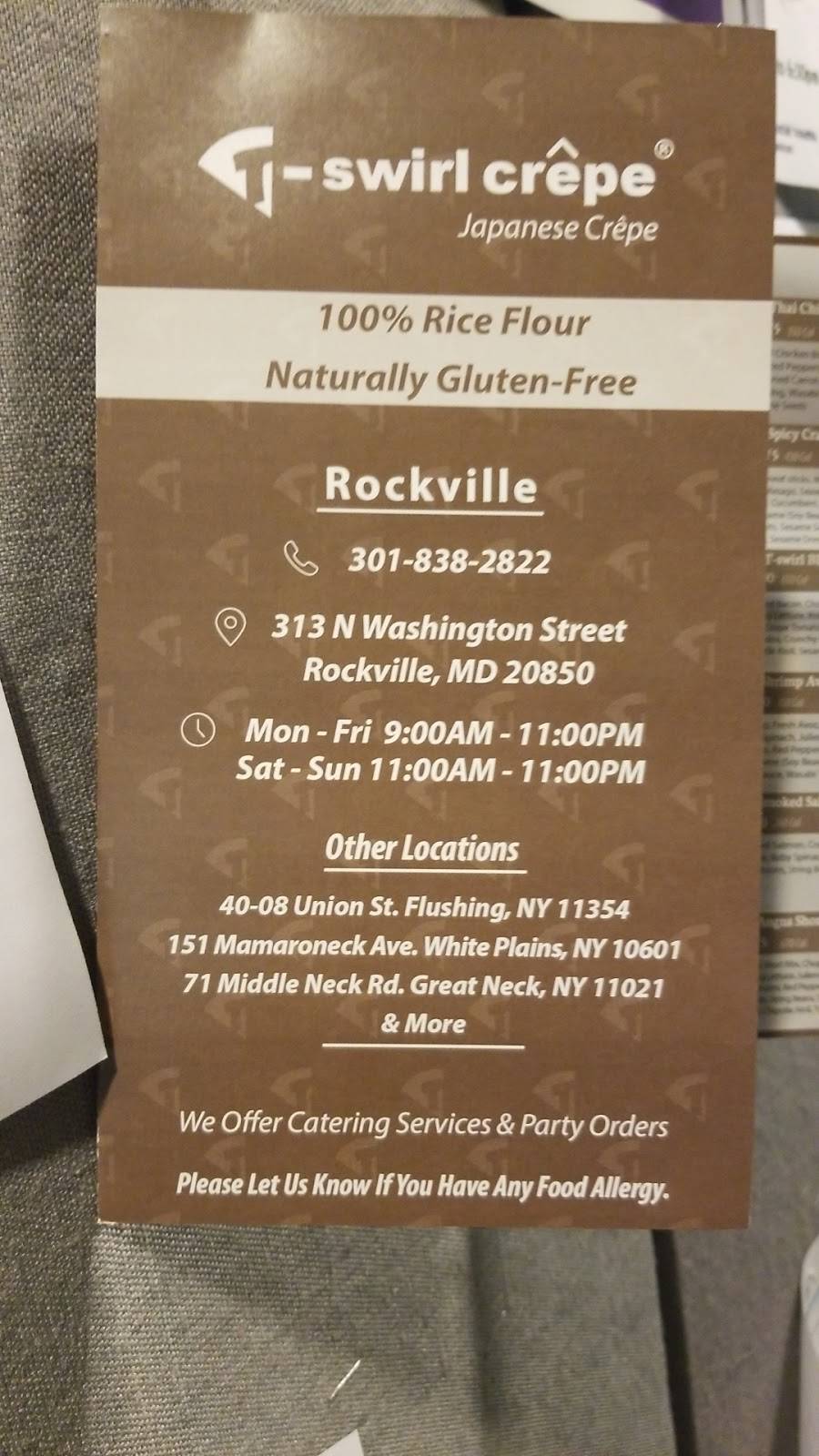 T-Swirl Crepe / Japanese Crepe | restaurant | 313 N Washington St, Rockville, MD 20850, USA | 3018382822 OR +1 301-838-2822