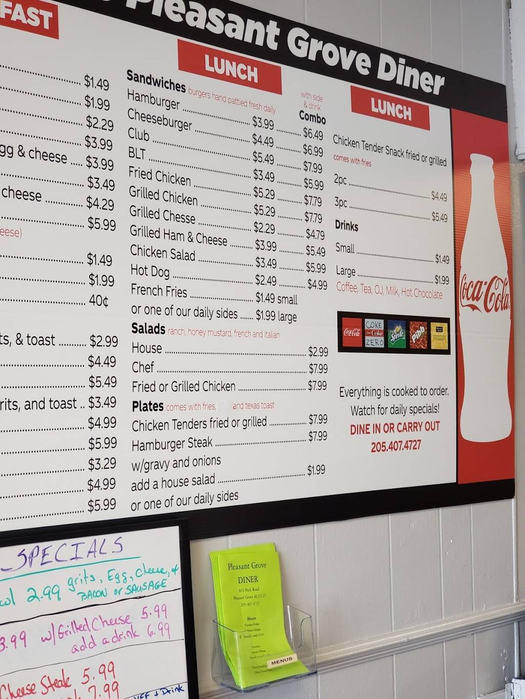 Pleasant Grove Diner | restaurant | 833 Park Rd, Pleasant Grove, AL 35127, USA | 2054074727 OR +1 205-407-4727