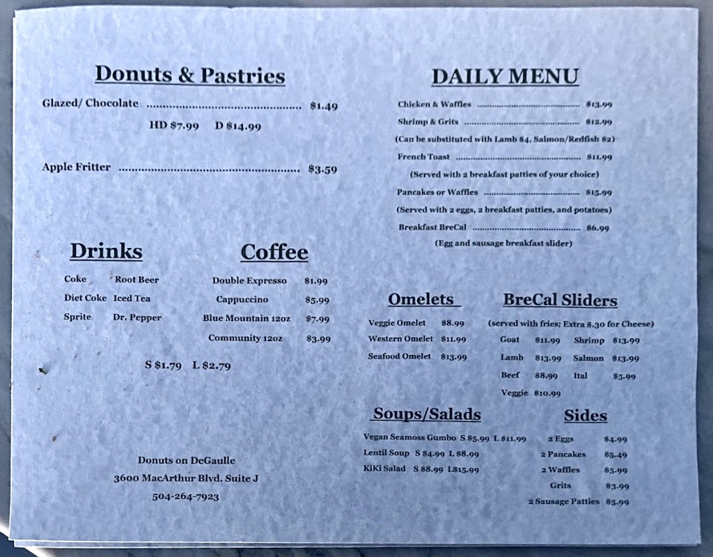 Donuts on DeGaulle | restaurant | 3600 MacArthur Blvd Ste J, New Orleans, LA 70114, USA | 5042647923 OR +1 504-264-7923