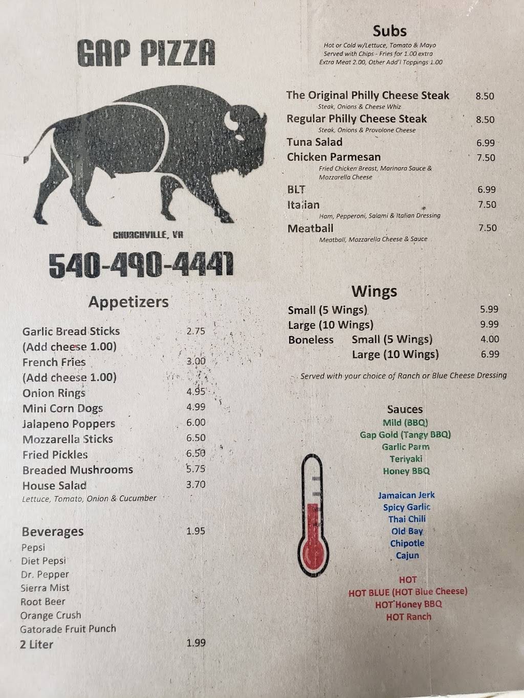 Gap Pizza | restaurant | 3790 Churchville Ave, Churchville, VA 24421, USA | 5404904441 OR +1 540-490-4441