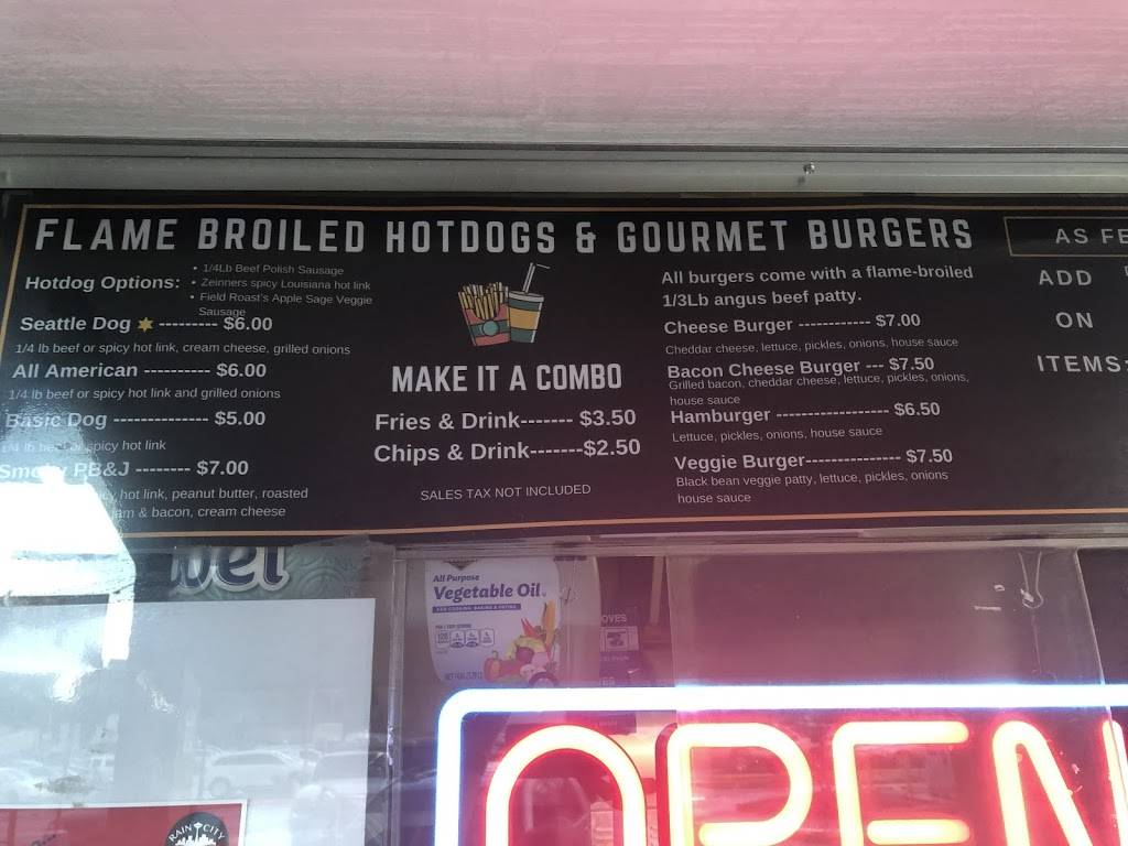 Rain City Hot Dogs & Burgers | restaurant | 2700 Rainier Ave S, Seattle, WA 98144, USA | 2538804018 OR +1 253-880-4018