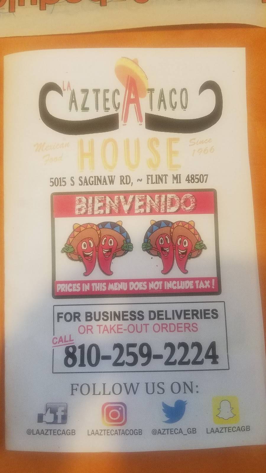 La Azteca Taco House | restaurant | 5015 Saginaw Rd, Flint, MI 48507, USA | 8102592224 OR +1 810-259-2224
