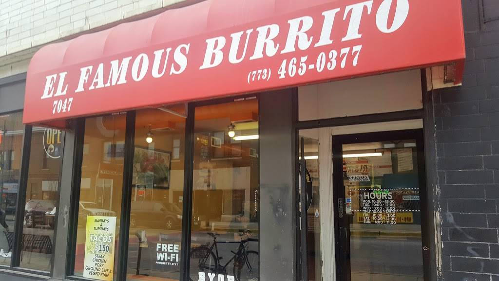 El Famous Burrito | restaurant | 7047 N Clark St, Chicago, IL 60626, USA | 7734650377 OR +1 773-465-0377