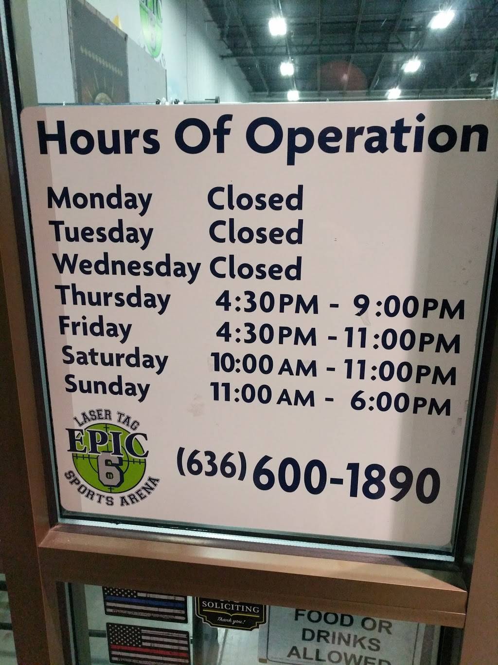 Epic 6 Laser Tag | restaurant | 601 Gravois Bluffs Blvd, Fenton, MO 63026, USA | 6366001890 OR +1 636-600-1890