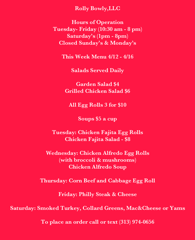 Rolly Bowly, LLC | restaurant | 8054 Prairie St, Detroit, MI 48204, USA | 3139740656 OR +1 313-974-0656