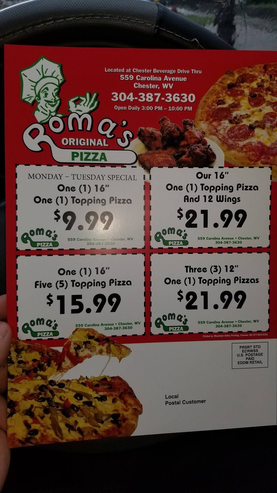 Romas Pizza | restaurant | 559 Carolina Ave, Chester, WV 26034, USA | 3043873630 OR +1 304-387-3630