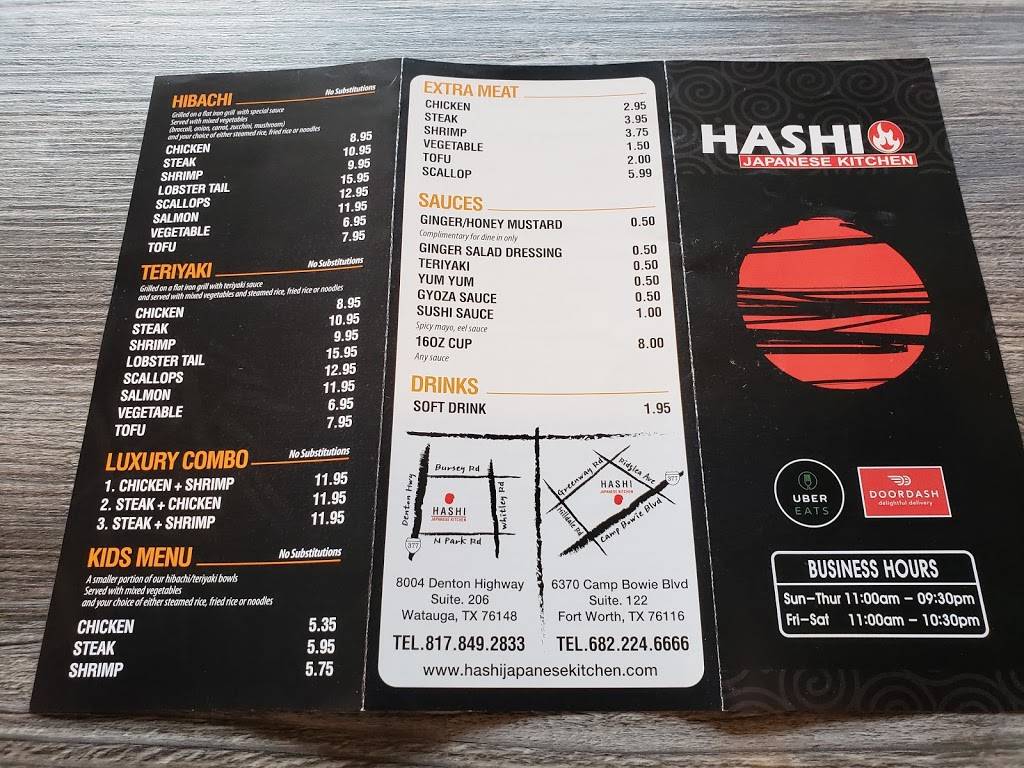 hashi japanese kitchen | restaurant | United States, Texas, Fort Worth, Camp Bowie Blvd, suite122邮政编码: 76116 | 6822246666 OR +1 682-224-6666