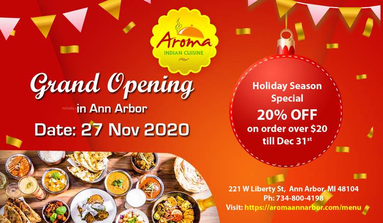 Aroma Indian Cuisine - Ann Arbor | restaurant | 221 W Liberty St, Ann Arbor, MI 48104, USA | 7348004198 OR +1 734-800-4198