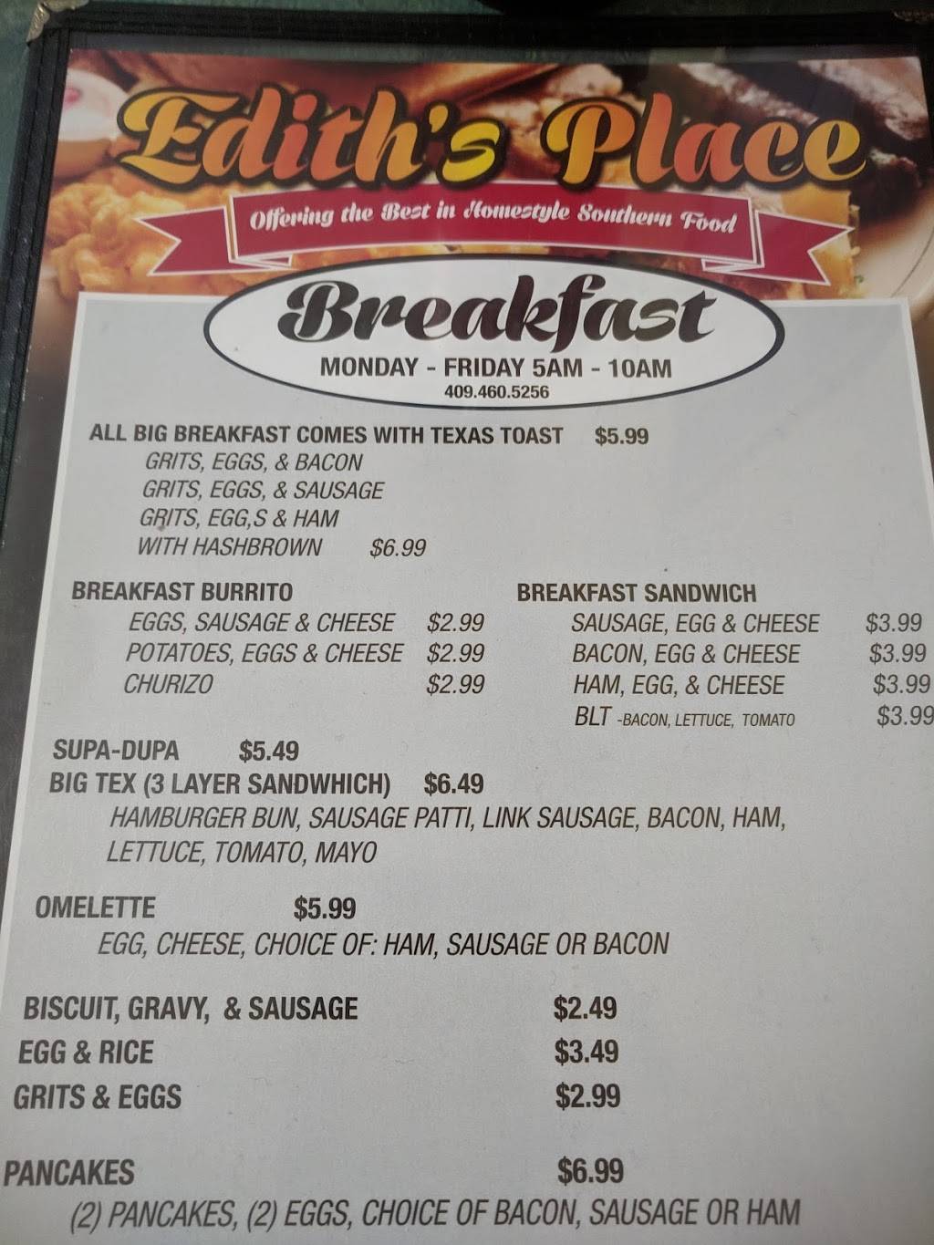 Ediths Place | restaurant | 743 Procter St, Port Arthur, TX 77640, USA | 4094605256 OR +1 409-460-5256