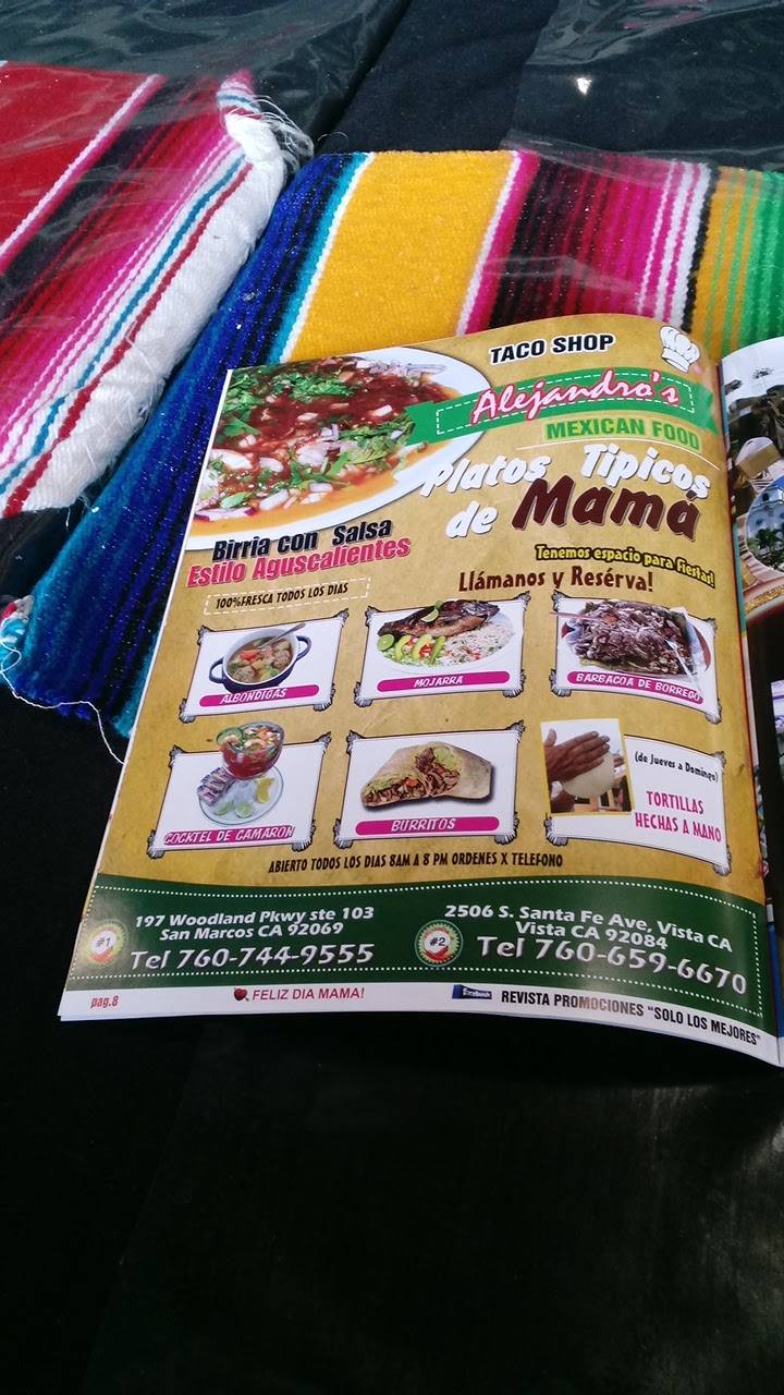 Alejandros Taco Shop | restaurant | 2506 S Santa Fe Ave, Vista, CA 92084, USA | 7606596670 OR +1 760-659-6670