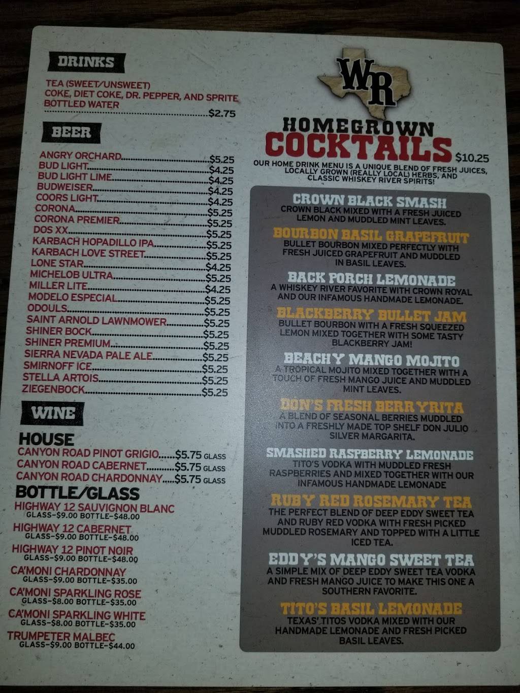 Whiskey River | restaurant | 6535 S Peek Rd, Richmond, TX 77407, USA | 2814974837 OR +1 281-497-4837