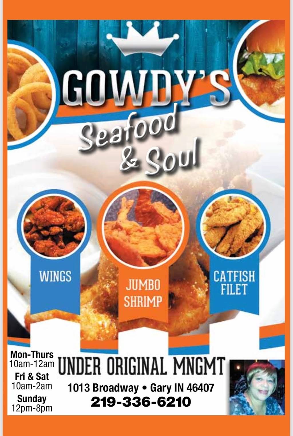 Gowdy’s Seafood of Gary | restaurant | 1013 Broadway, Gary, IN 46402, USA | 2193366210 OR +1 219-336-6210