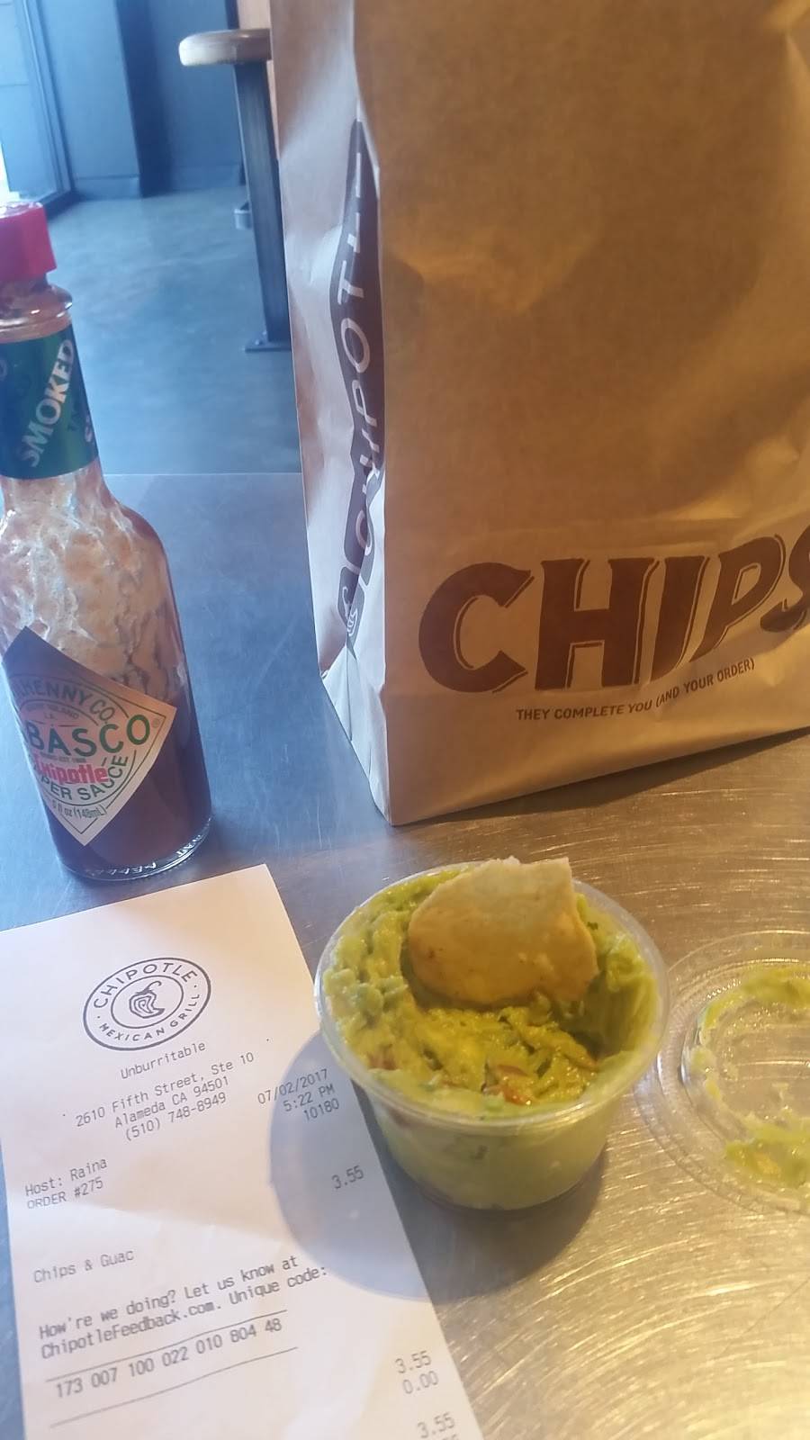 Chipotle Mexican Grill | restaurant | 2610 5th St Ste A, Alameda, CA 94501, USA | 5107488949 OR +1 510-748-8949