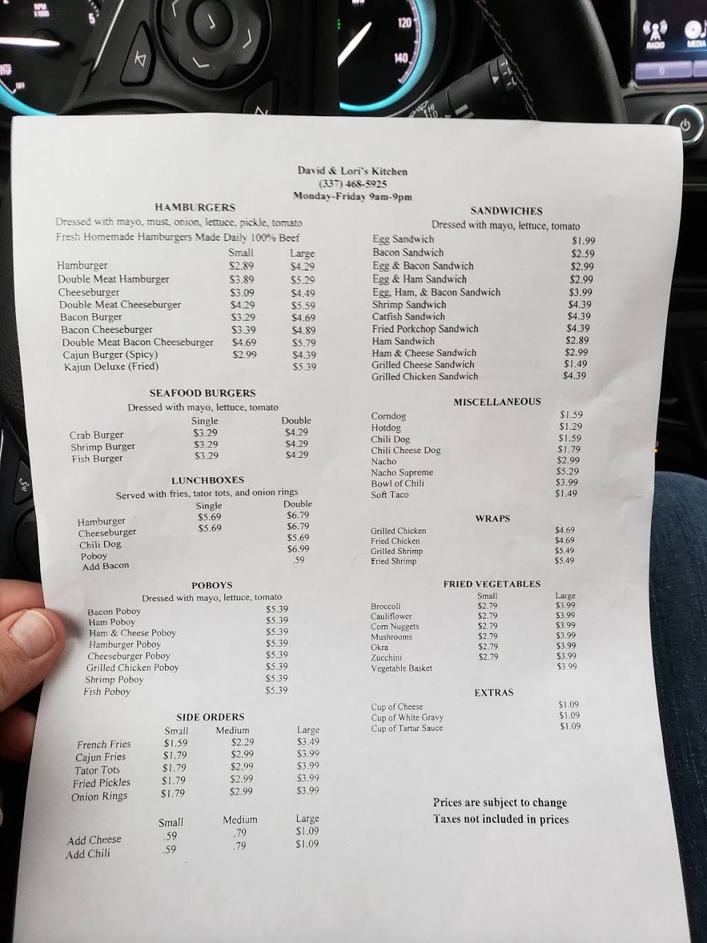 David & Loris Kitchen | restaurant | 1400 Poinciana Ave, Mamou, LA 70554, USA | 3374685925 OR +1 337-468-5925