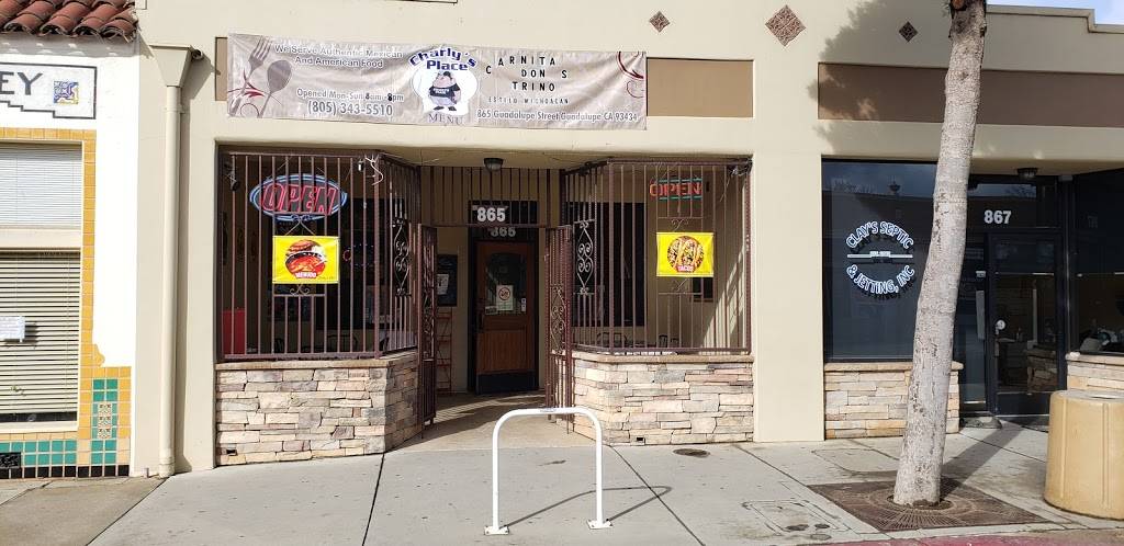 Charlys Place | restaurant | 865 CA-1, Guadalupe, CA 93434, USA | 8053435510 OR +1 805-343-5510