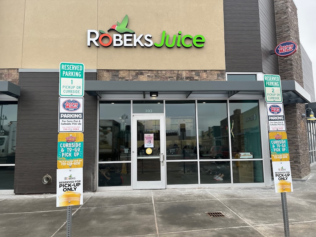 Robeks Fresh Juices & Smoothies | restaurant | 12235 Pine Bluffs Way, Parker, CO 80134, USA | 7203795576 OR +1 720-379-5576