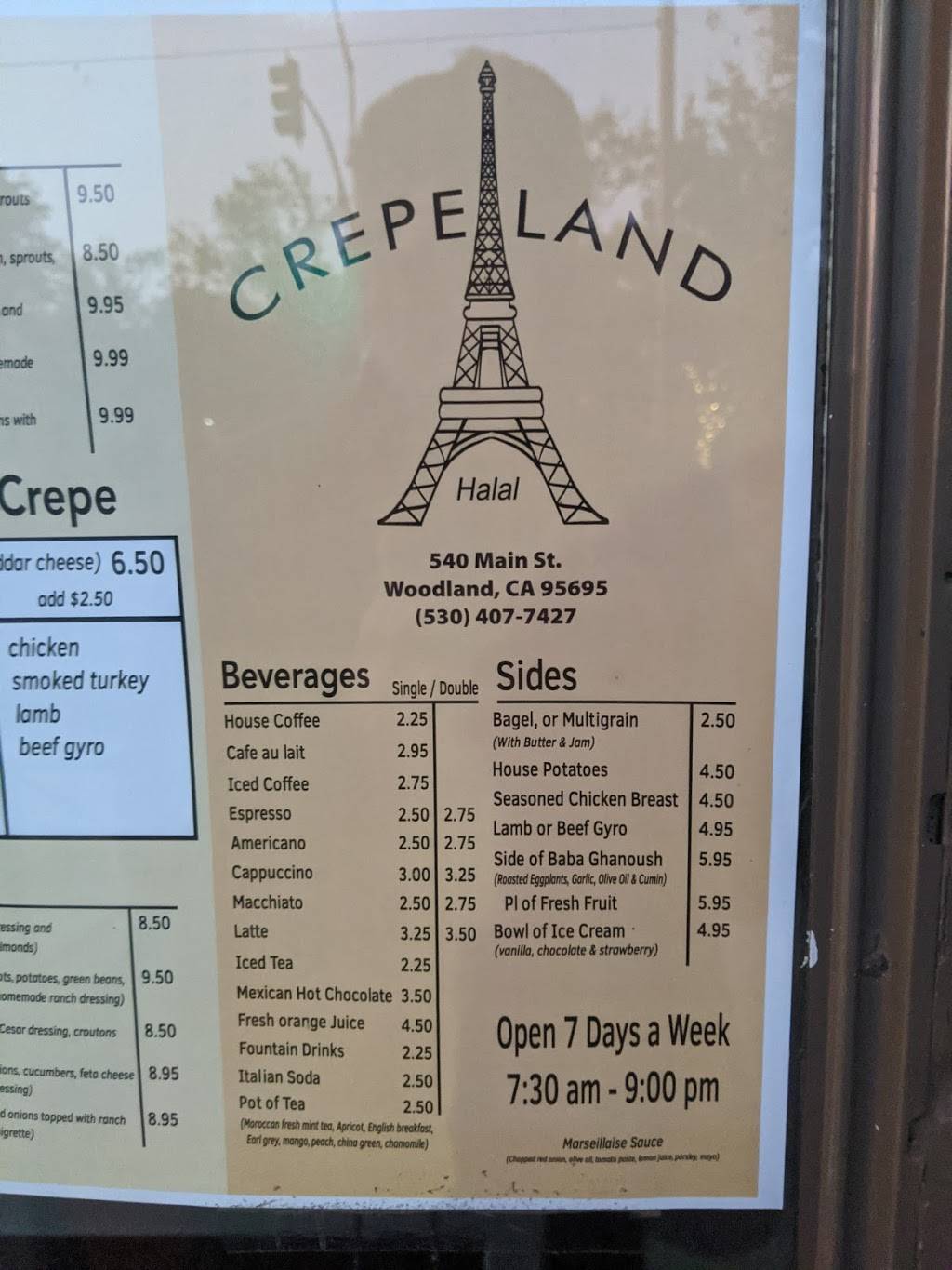 Crepeland | restaurant | 540 Main St, Woodland, CA 95695, USA | 5304077427 OR +1 530-407-7427