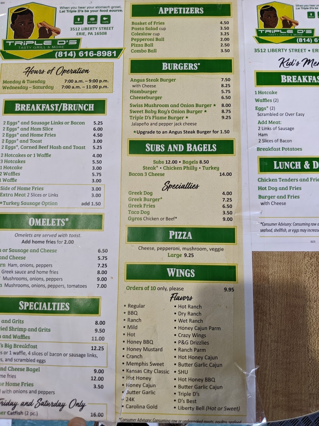 Triple D’s Tastey Grill | restaurant | 3512 Liberty St, Erie, PA 16508, USA | 8146168981 OR +1 814-616-8981