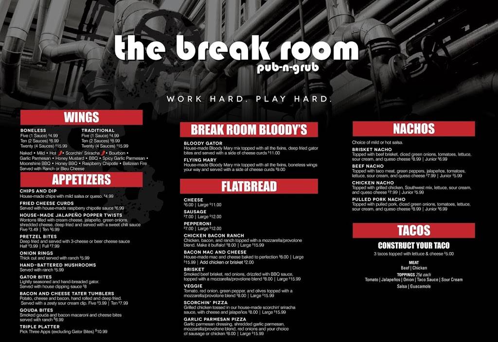 The Break Room Pub n Grub | restaurant | 122 S Main St, Tampico, IL 61283, USA | 8159820014 OR +1 815-982-0014