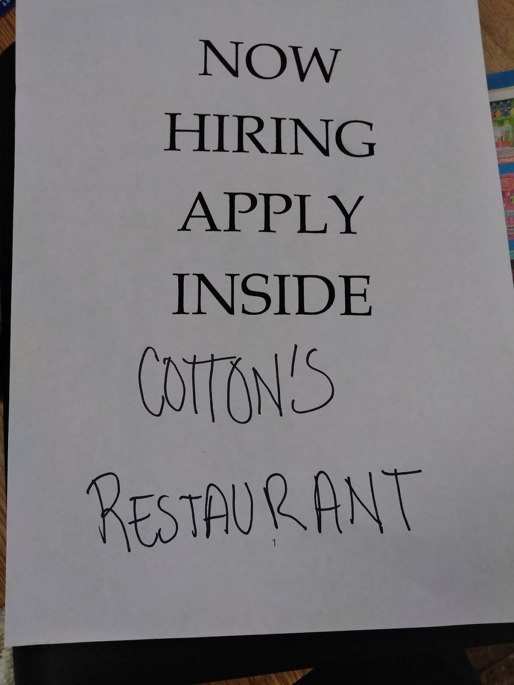 Cottons Restaurant | restaurant | 553 FM 1191, Bryson, TX 76427, USA | 9403922309 OR +1 940-392-2309