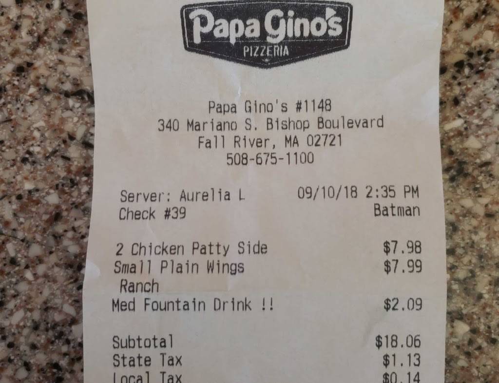 Papa Ginos | restaurant | 340 Mariano S. Bishop Boulevard, Fall River, MA 02721, USA | 5086751100 OR +1 508-675-1100