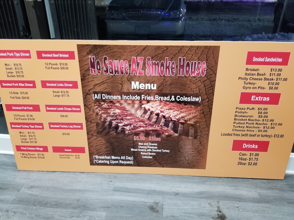 No Sauce AZ Smokehouse | restaurant | 2055 W 79th St, Chicago, IL 60620, USA | 7738914684 OR +1 773-891-4684