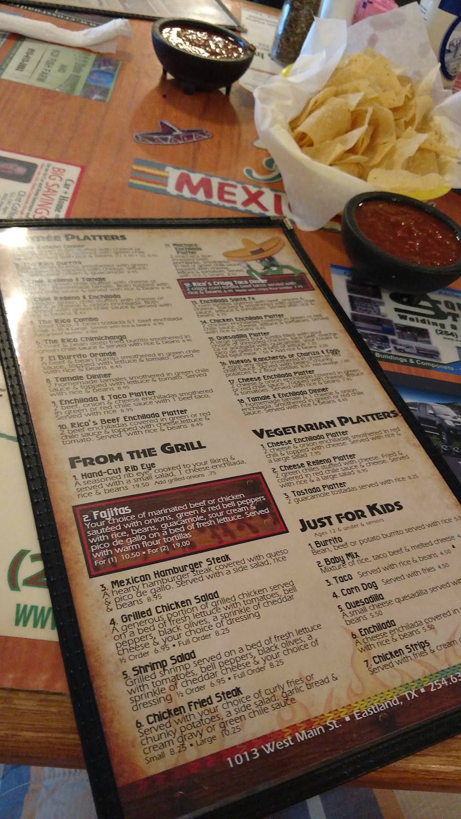 Cafe Rico | restaurant | 1013 W Main St, Eastland, TX 76448, USA | 2546310064 OR +1 254-631-0064