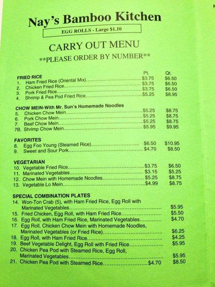 Nays Bamboo Kitchen | restaurant | 7421 N Alger Rd, Alma, MI 48801, USA | 9894635479 OR +1 989-463-5479