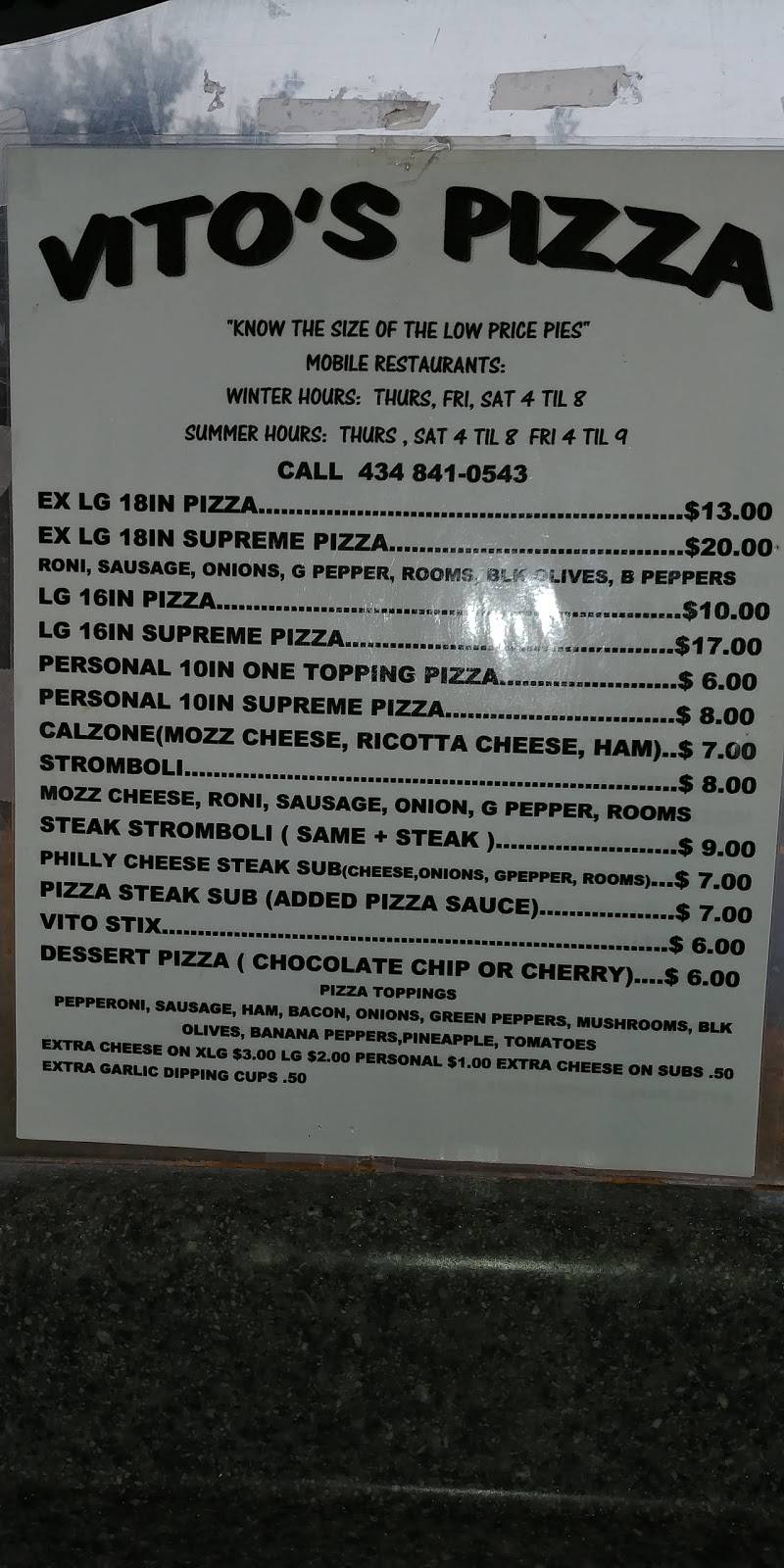 Vitos Pizza | restaurant | 19301-19307 Leesville Rd, Lynchburg, VA 24502, USA | 4348410543 OR +1 434-841-0543