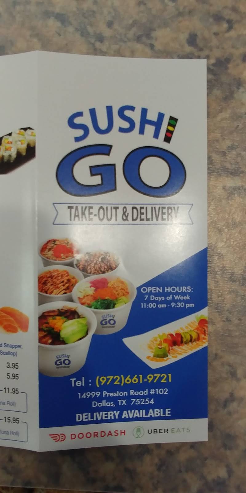 Sushi Go | restaurant | 14999 Preston Rd, Dallas, TX 75254, USA | 9726619721 OR +1 972-661-9721