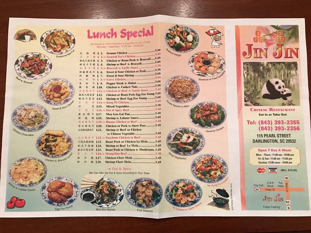 Jin Jin Chinese Restaurant | restaurant | 115 Pearl St, Darlington, SC 29532, USA | 8433932355 OR +1 843-393-2355