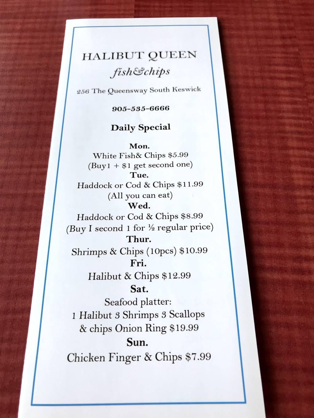 Halibut Queen | restaurant | 260 The Queensway S, Keswick, ON L4P 2B1, Canada | 9055356666 OR +1 905-535-6666