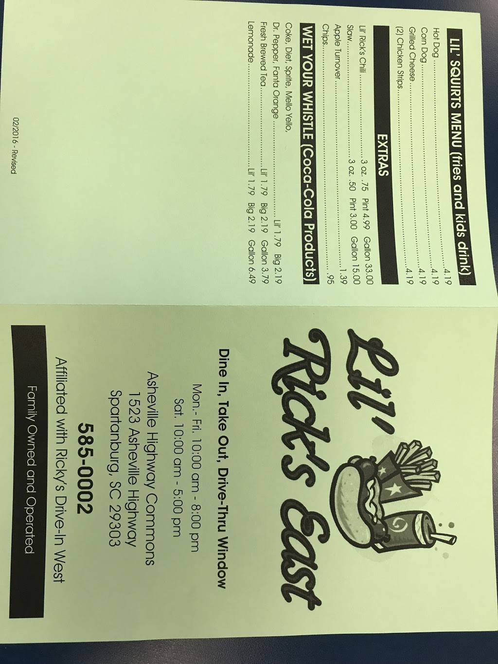 Lil Ricks East | meal takeaway | 1523 Asheville Hwy, Spartanburg, SC 29303, USA | 8645850002 OR +1 864-585-0002