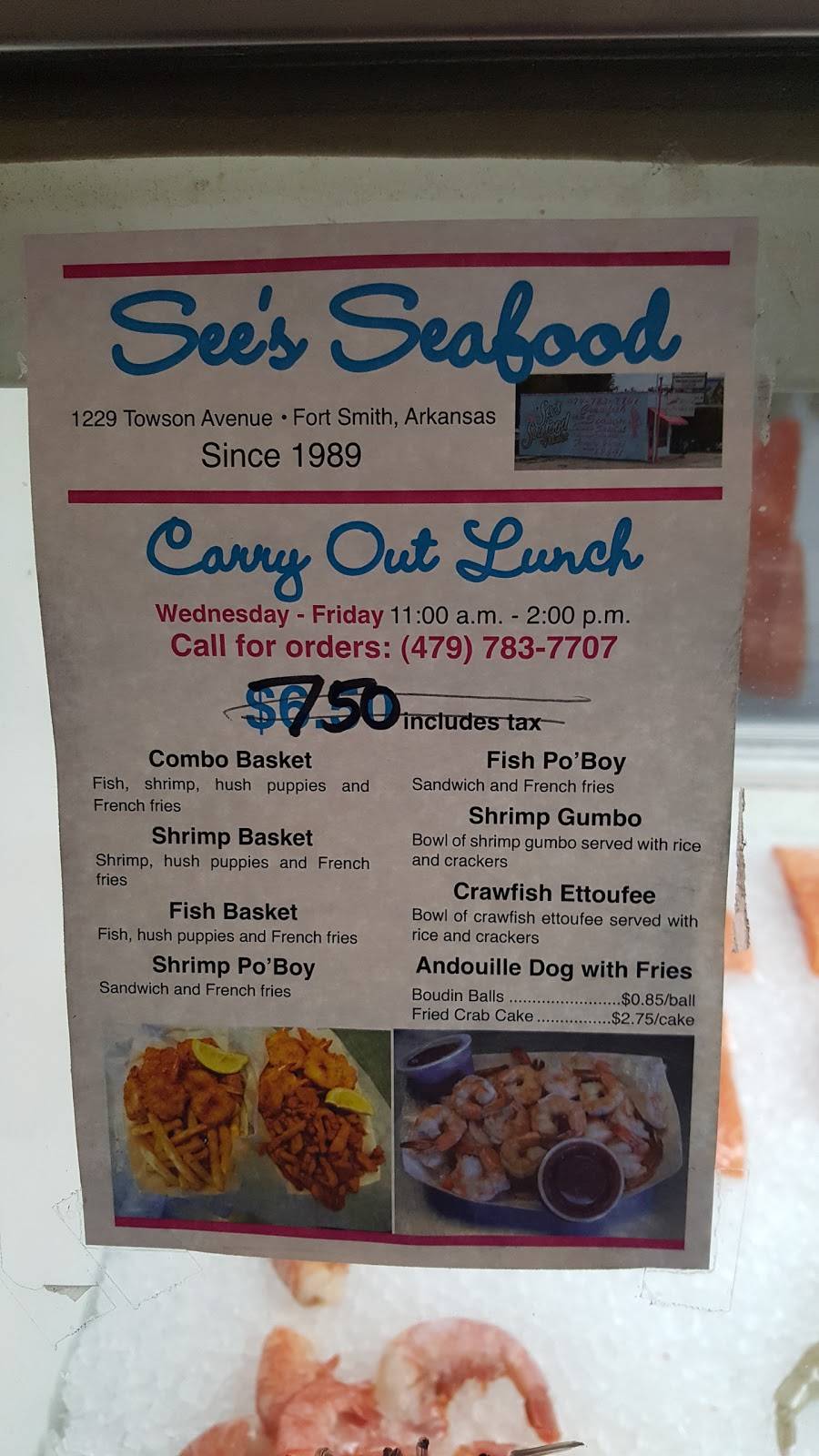 Sees Seafood | meal takeaway | 1229 Towson Ave, Fort Smith, AR 72901, USA | 4797837707 OR +1 479-783-7707