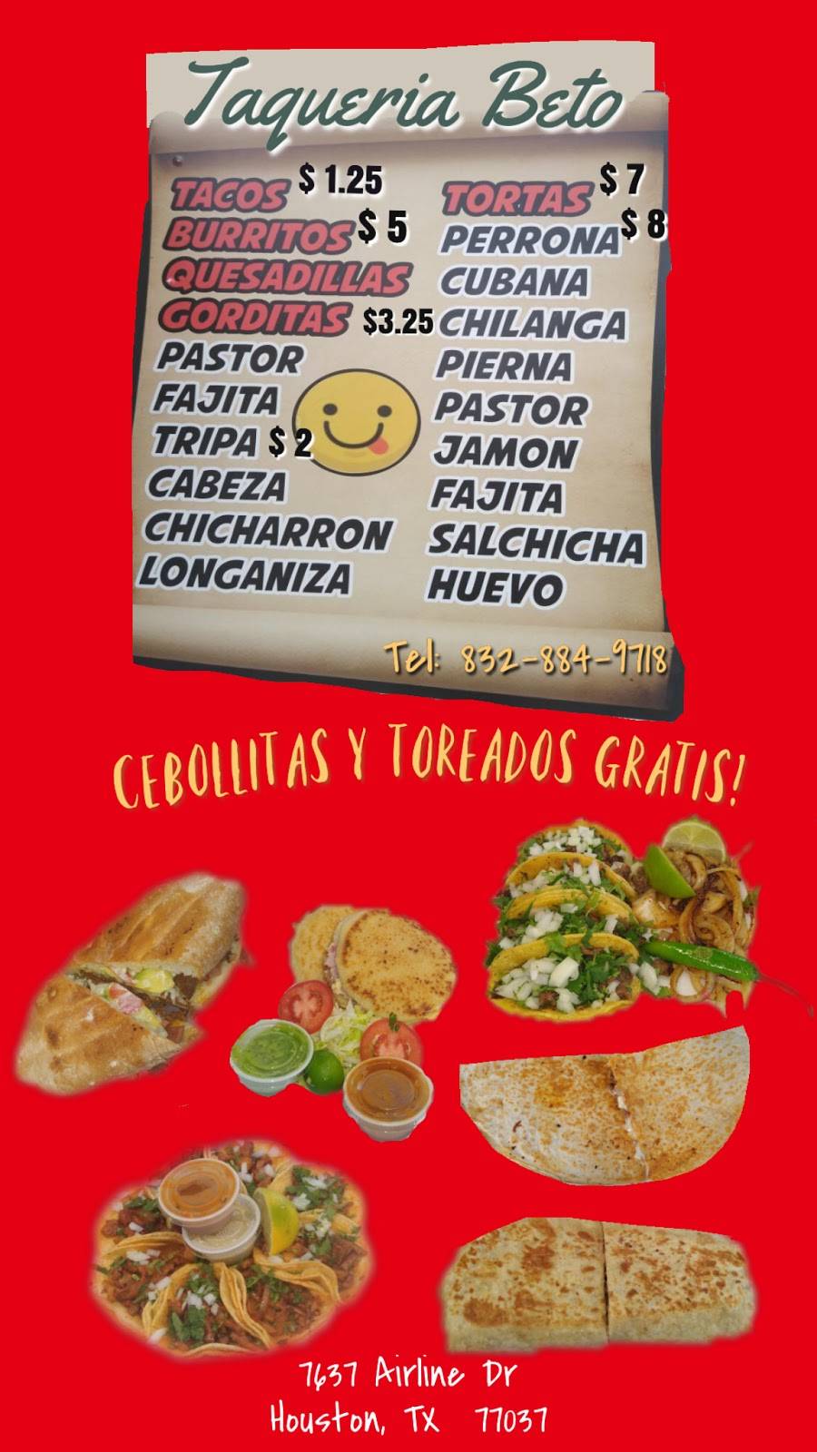 Taqueria Beto | restaurant | 7637 Airline Dr, Houston, TX 77037, USA | 8328849718 OR +1 832-884-9718