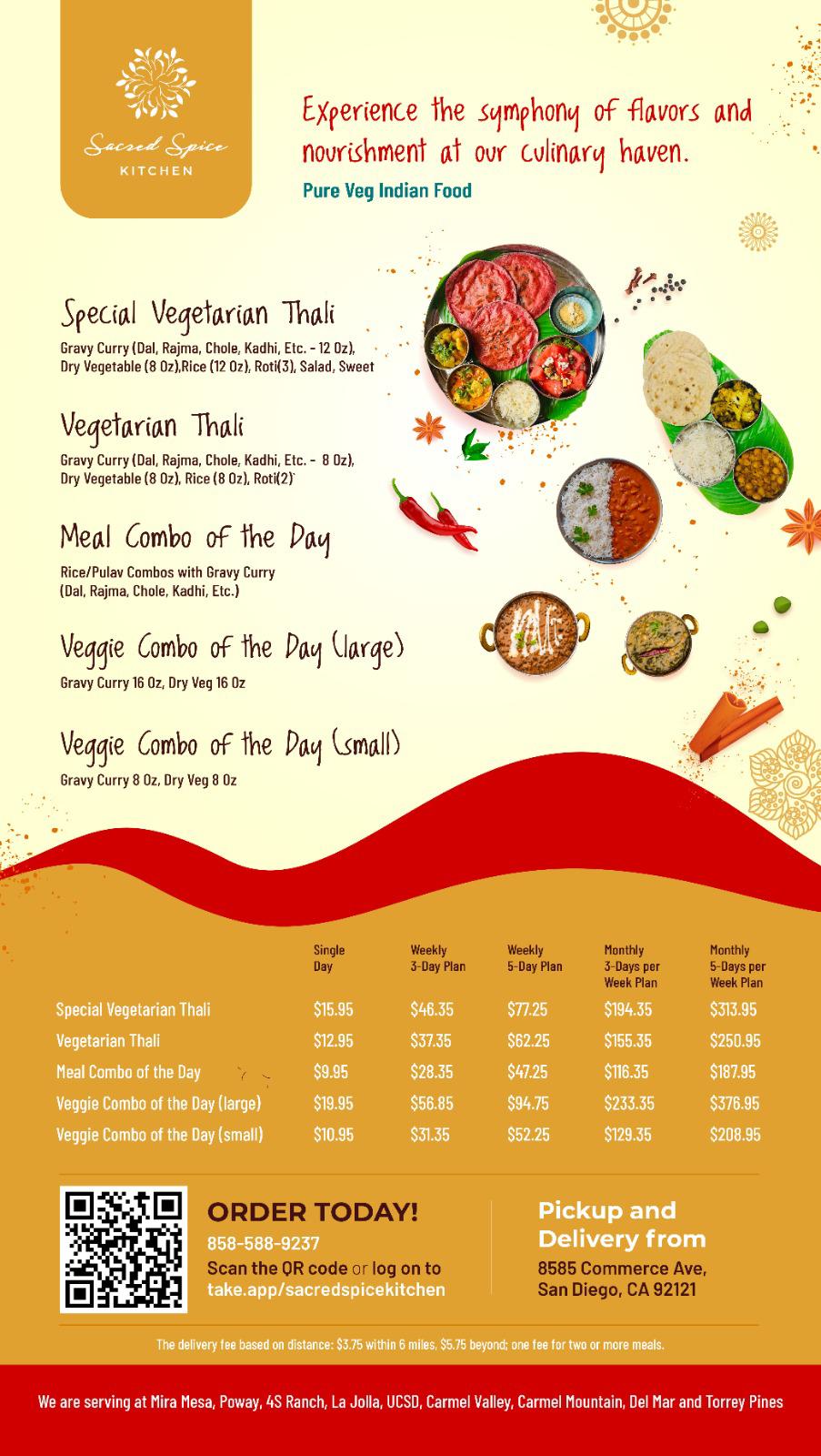 Sacred Spice Kitchen | meal takeaway | 8585 Commerce Ave, San Diego, CA 92121, USA | 8585889237 OR +1 858-588-9237