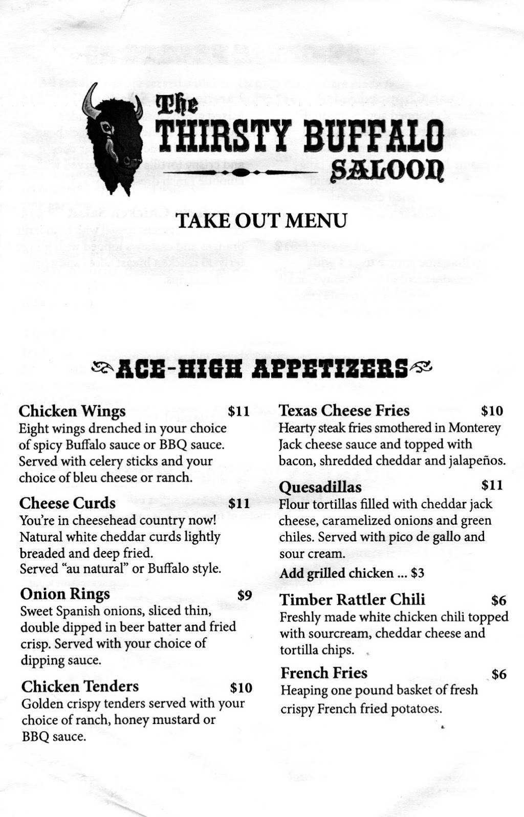 The Thirsty Buffalo Saloon | restaurant | 45 Hillman Rd, Baraboo, WI 53913, USA | 6082539729 OR +1 608-253-9729