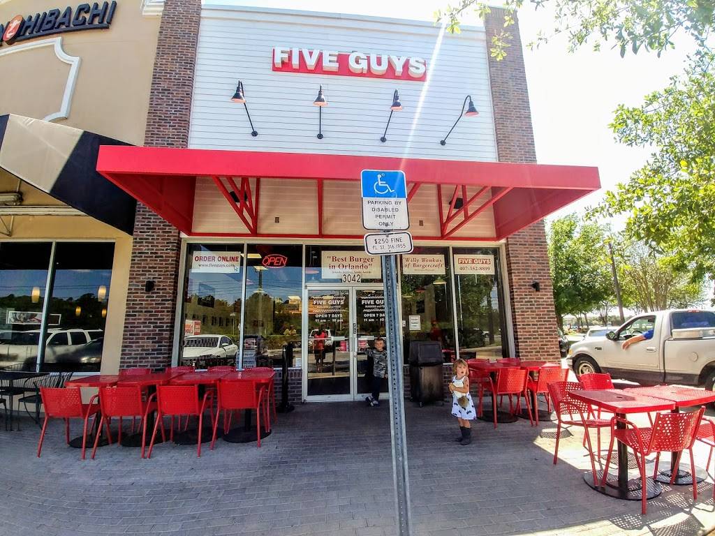 Five Guys | meal takeaway | 3042 Sand Lake Rd, Orlando, FL 32819, USA | 4073528899 OR +1 407-352-8899