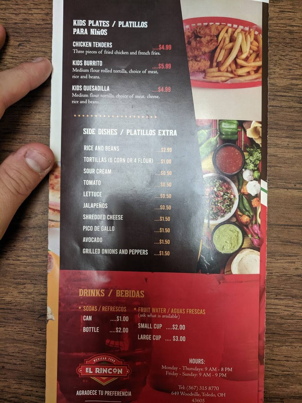 Hacienda el Rincon | restaurant | 649 Woodville Rd, Toledo, OH 43605, USA | 4196908313 OR +1 419-690-8313