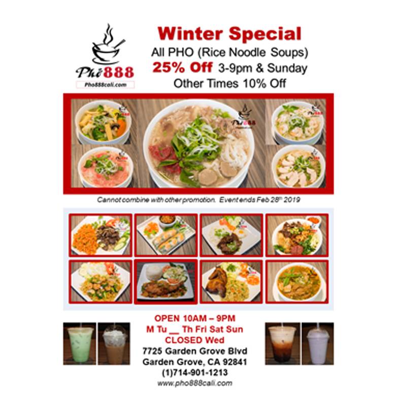 Pho 888 Cali | restaurant | 7725 Garden Grove Blvd, Garden Grove, CA 92841, USA | 7149011213 OR +1 714-901-1213