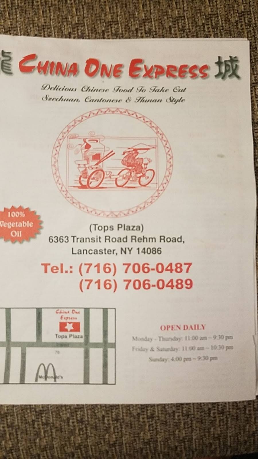 China One | restaurant | 6363 Transit Rd #700, Lancaster, NY 14086, USA | 7167060487 OR +1 716-706-0487