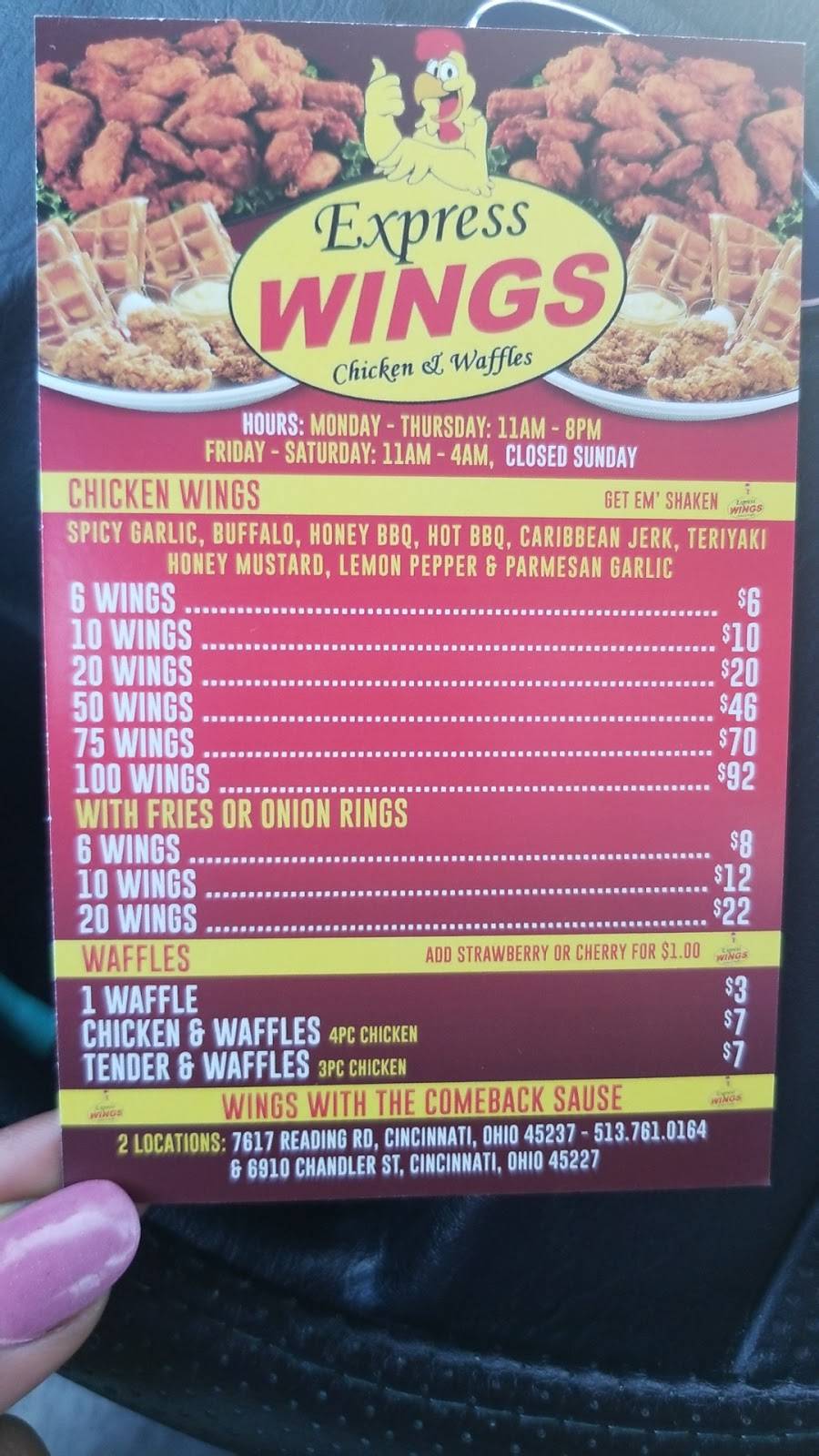 Express WINGS | restaurant | 7625 Reading Rd, Cincinnati, OH 45237, USA | 5137610164 OR +1 513-761-0164
