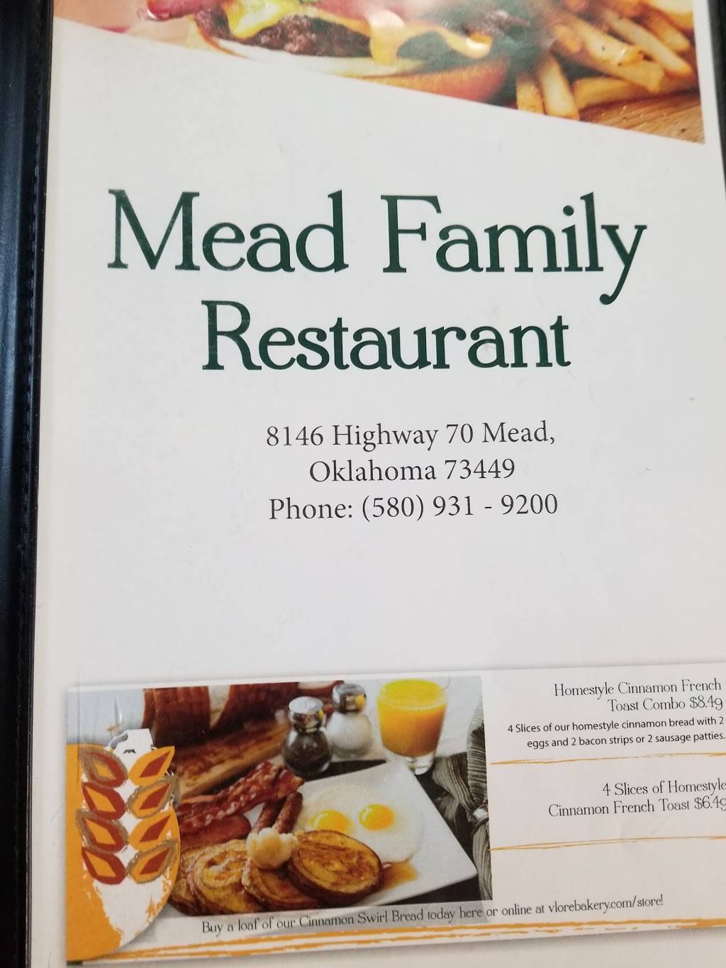 Mead family restaurant | restaurant | 8146 Old Hwy 70, Durant, OK 74701, USA | 5809319200 OR +1 580-931-9200